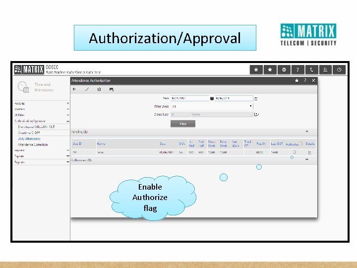 Authorization/Approval Enable Authorize flag 