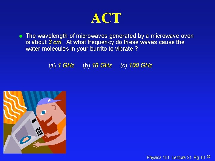 ACT l The wavelength of microwaves generated by a microwave oven is about 3