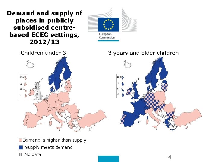 Demand supply of places in publicly subsidised centrebased ECEC settings, 2012/13 Children under 3