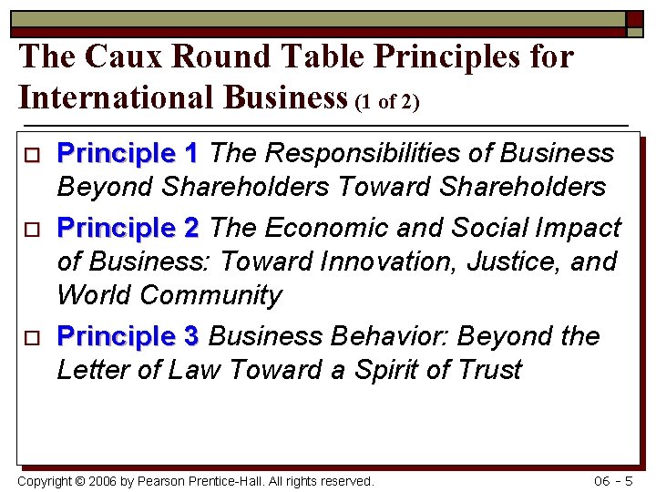 Power Point Slides To Accompany, Caux Round Table Principles