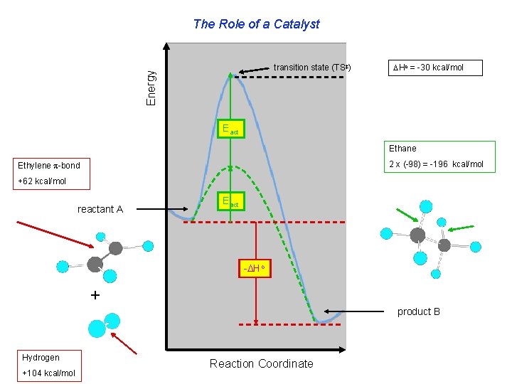 The Role of a Catalyst Energy transition state (TS‡) Ho = -30 kcal/mol Eact