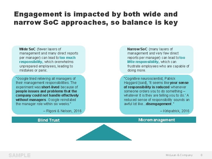 Engagement is impacted by both wide and narrow So. C approaches, so balance is