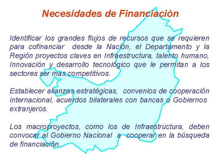 Necesidades de Financiación Identificar los grandes flujos de recursos que se requieren para cofinanciar