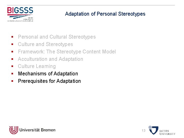 Adaptation of Personal Stereotypes § § § § Personal and Cultural Stereotypes Culture and