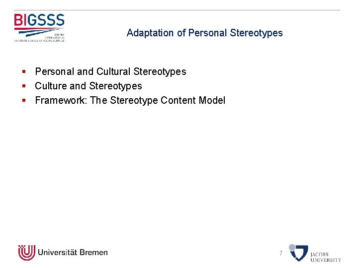 Adaptation of Personal Stereotypes § Personal and Cultural Stereotypes § Culture and Stereotypes §