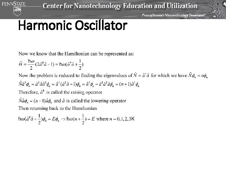 Harmonic Oscillator 