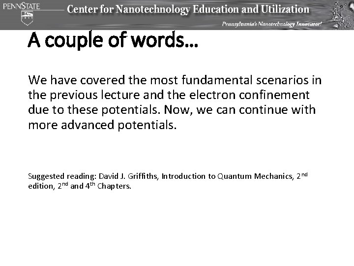 A couple of words… We have covered the most fundamental scenarios in the previous