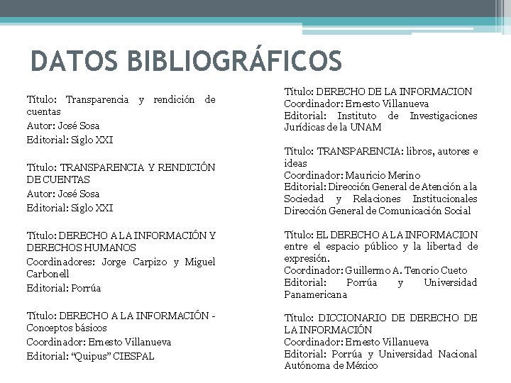 DATOS BIBLIOGRÁFICOS Título: Transparencia y rendición de cuentas Autor: José Sosa Editorial: Siglo XXI