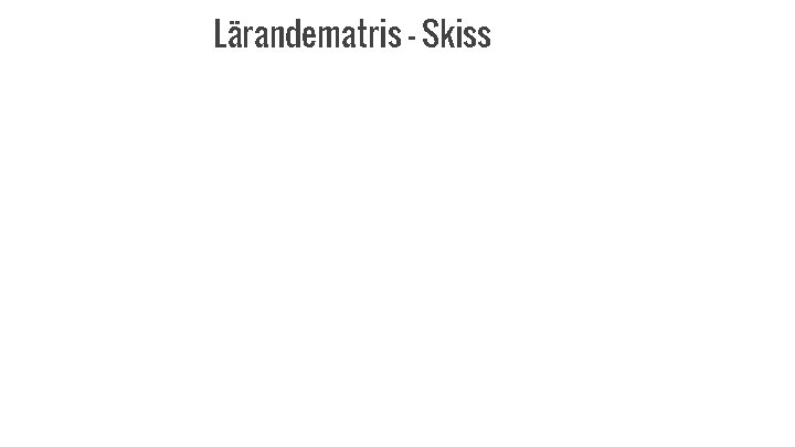 Lärandematris - Skiss 