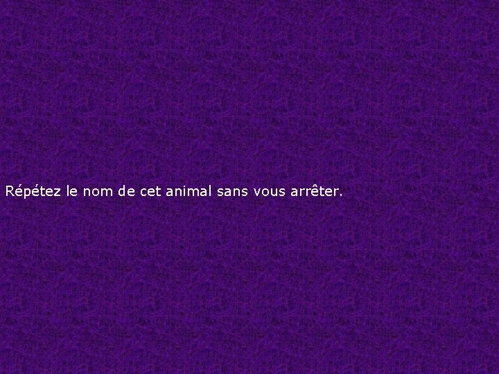 Répétez le nom de cet animal sans vous arrêter. 