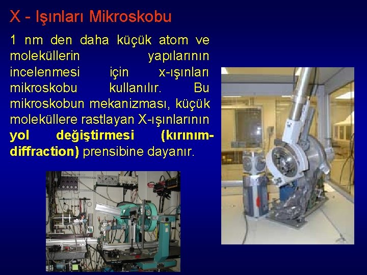 X - Işınları Mikroskobu 1 nm den daha küçük atom ve moleküllerin yapılarının incelenmesi X - Işınları Mikroskobu 1 nm den daha küçük atom ve moleküllerin yapılarının incelenmesi