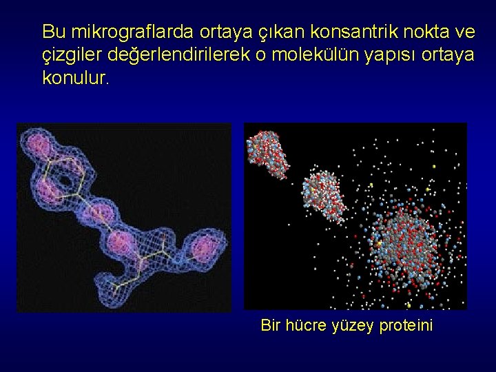 Bu mikrograflarda ortaya çıkan konsantrik nokta ve çizgiler değerlendirilerek o molekülün yapısı ortaya konulur. Bu mikrograflarda ortaya çıkan konsantrik nokta ve çizgiler değerlendirilerek o molekülün yapısı ortaya konulur.