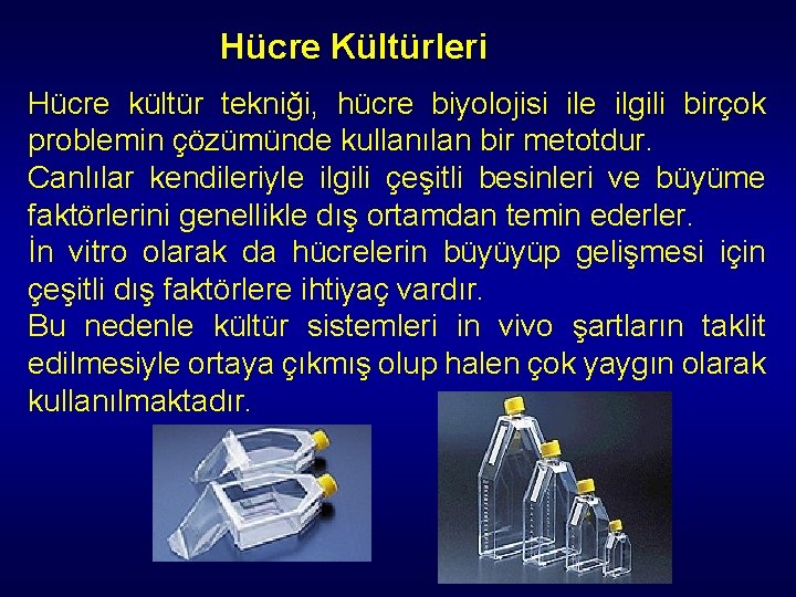 Hücre Kültürleri Hücre kültür tekniği, hücre biyolojisi ile ilgili birçok problemin çözümünde kullanılan bir Hücre Kültürleri Hücre kültür tekniği, hücre biyolojisi ile ilgili birçok problemin çözümünde kullanılan bir