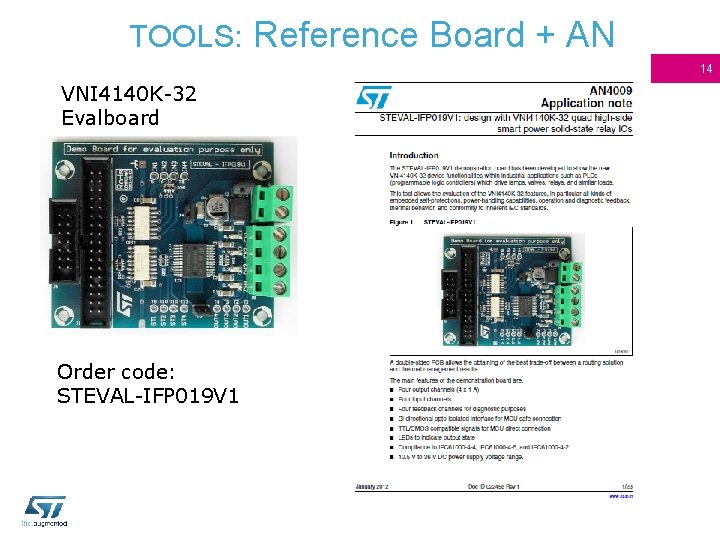 TOOLS: Reference Board + AN 14 VNI 4140 K-32 Evalboard Order code: STEVAL-IFP 019