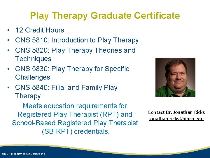 Play Therapy Graduate Certificate • 12 Credit Hours • CNS 5810: Introduction to Play