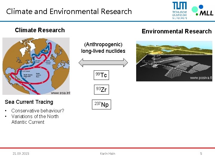 Climate and Environmental Research Climate Research Environmental Research (Anthropogenic) long-lived nuclides 99 Tc www.