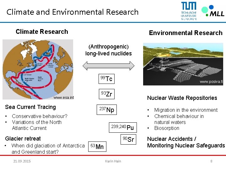 Climate and Environmental Research Climate Research Environmental Research (Anthropogenic) long-lived nuclides 99 Tc www.
