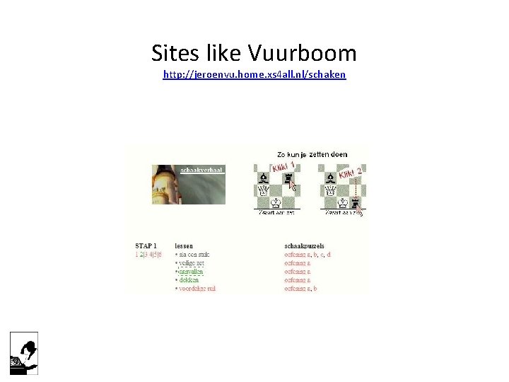 Sites like Vuurboom http: //jeroenvu. home. xs 4 all. nl/schaken 