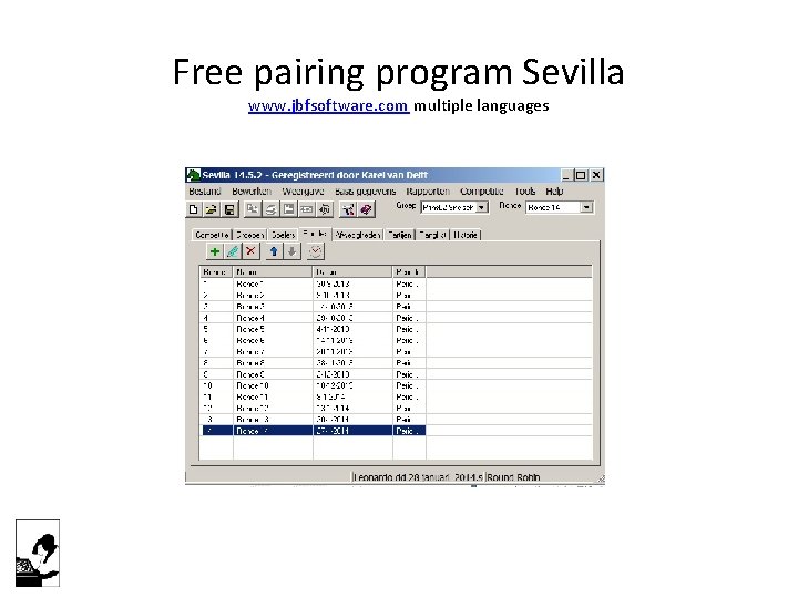 Free pairing program Sevilla www. jbfsoftware. com multiple languages 