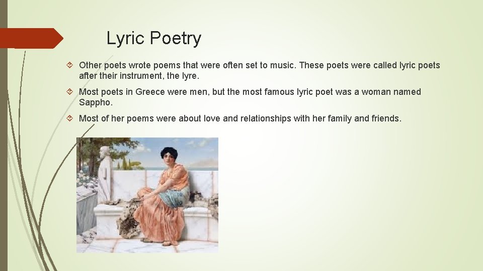 Lyric Poetry Other poets wrote poems that were often set to music. These poets Lyric Poetry Other poets wrote poems that were often set to music. These poets