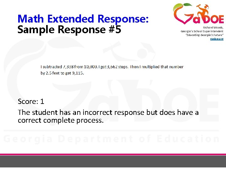 Math Extended Response: Sample Response #5 Richard Woods, Georgia’s School Superintendent “Educating Georgia’s Future”