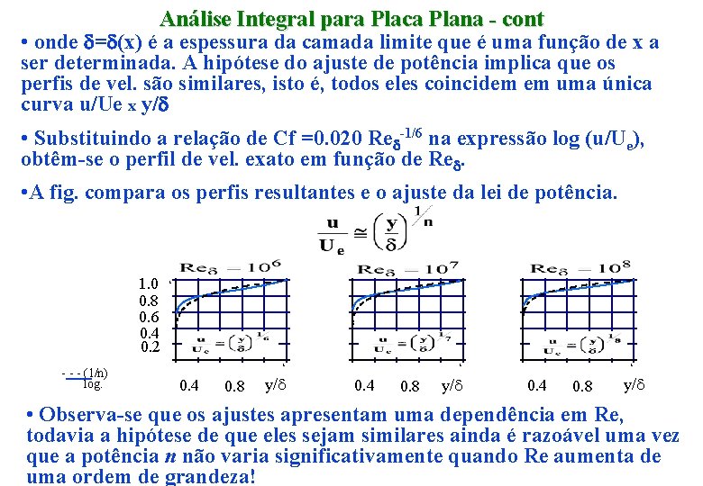 Análise Integral para Placa Plana - cont • onde d=d(x) é a espessura da