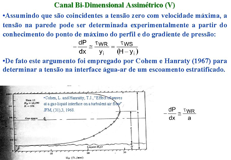 Canal Bi-Dimensional Assimétrico (V) • Assumindo que são coincidentes a tensão zero com velocidade
