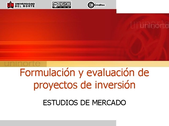 Formulación y evaluación de proyectos de inversión ESTUDIOS DE MERCADO 