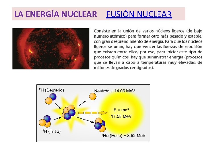 LA ENERGÍA NUCLEAR FUSIÓN NUCLEAR LA ENERGÍA NUCLEAR FUSIÓN NUCLEAR