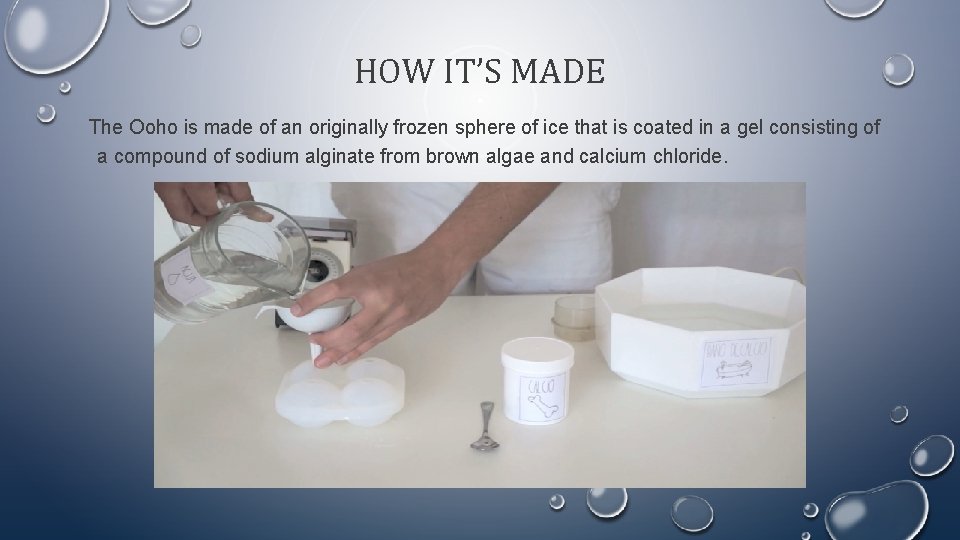 THE EDIBLE WATER BOTTLE SCHOLARS 1100 RESEARCH PROJECT