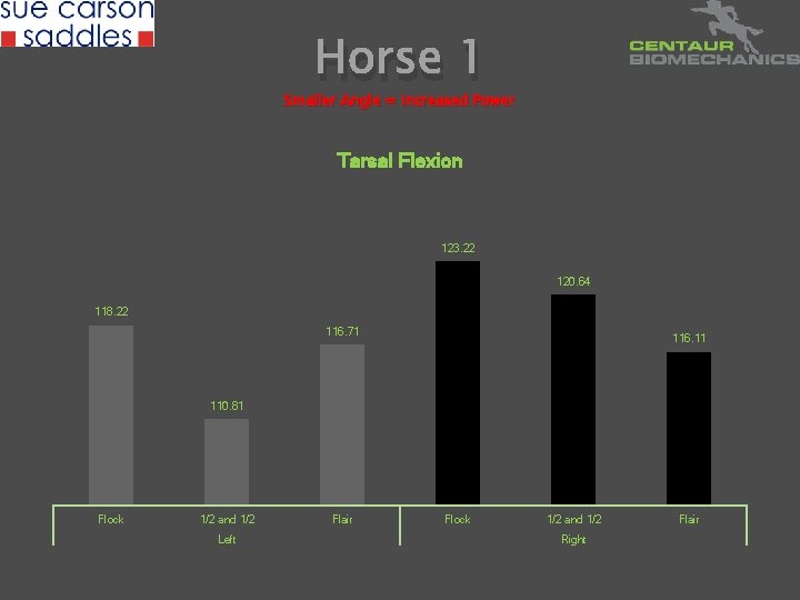 Horse 1 Smaller Angle = Increased Power Tarsal Flexion 123. 22 120. 64 118.