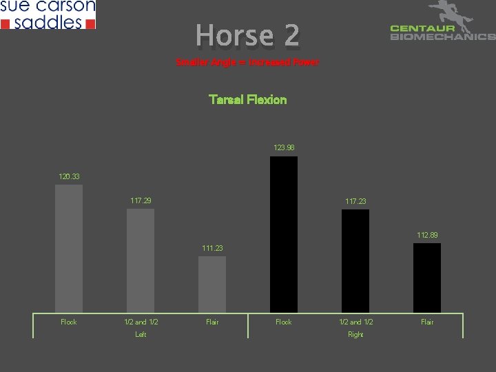Horse 2 Smaller Angle = Increased Power Tarsal Flexion 123. 98 120. 33 117.