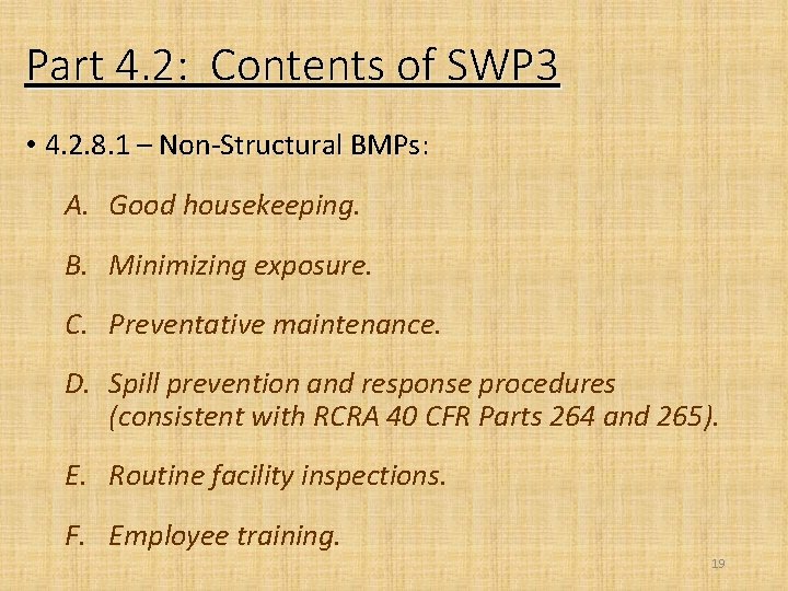 Part 4. 2: Contents of SWP 3 • 4. 2. 8. 1 – Non-Structural