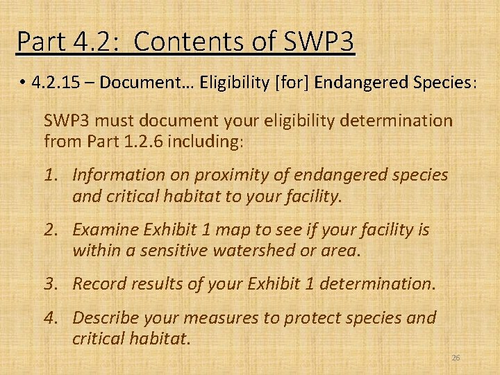 Part 4. 2: Contents of SWP 3 • 4. 2. 15 – Document… Eligibility