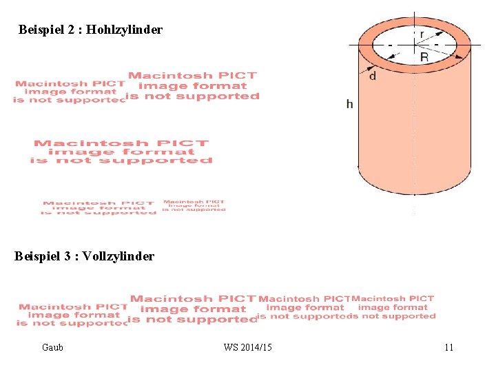 Beispiel 2 : Hohlzylinder Beispiel 3 : Vollzylinder Gaub WS 2014/15 11 