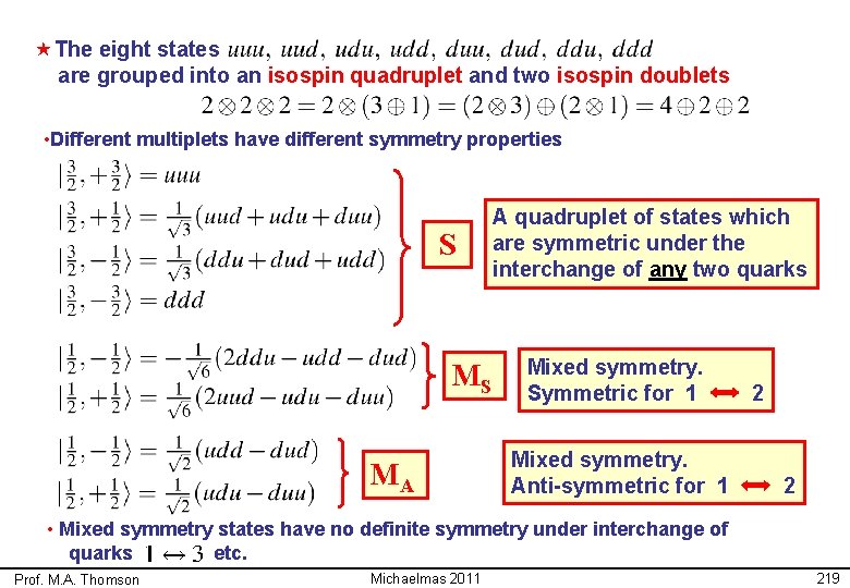 «The eight states are grouped into an isospin quadruplet and two isospin doublets «The eight states are grouped into an isospin quadruplet and two isospin doublets