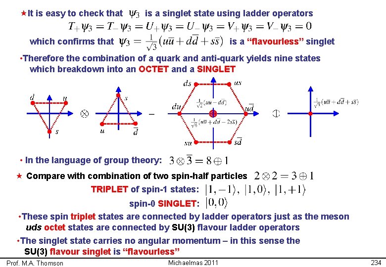 «It is easy to check that is a singlet state using ladder operators «It is easy to check that is a singlet state using ladder operators