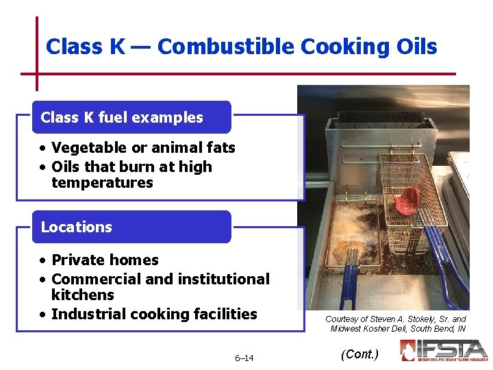 Class K — Combustible Cooking Oils Class K fuel examples • Vegetable or animal