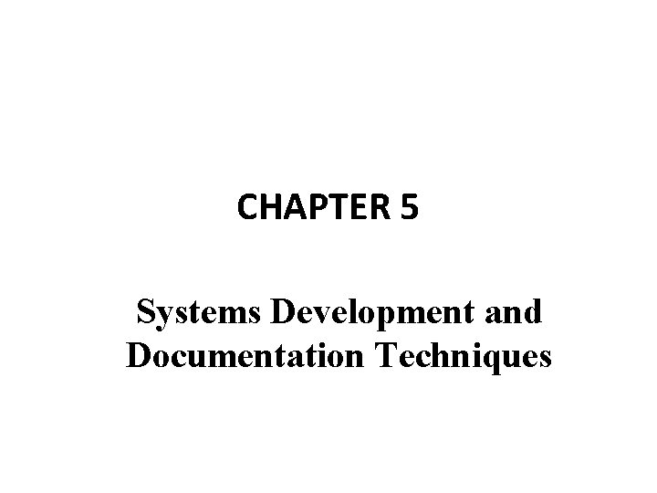 CHAPTER 5 Systems Development and Documentation Techniques 