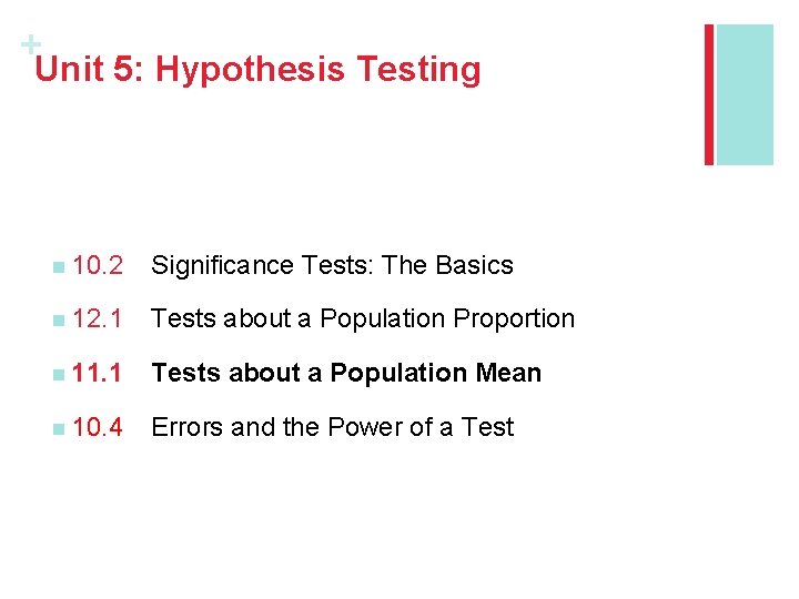 Unit 5 Hypothesis Testing The Practice of Statistics