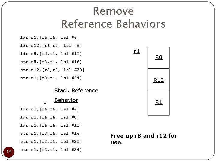 Remove Reference Behaviors ldr r 1, [r 6, r 4, lsl #4] ldr r