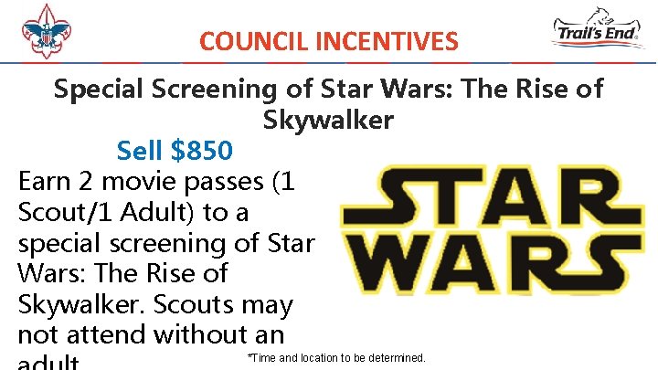 COUNCIL INCENTIVES Special Screening of Star Wars: The Rise of Skywalker Sell $850 Earn