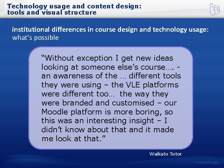 Technology usage and content design: tools and visual structure institutional differences in course design