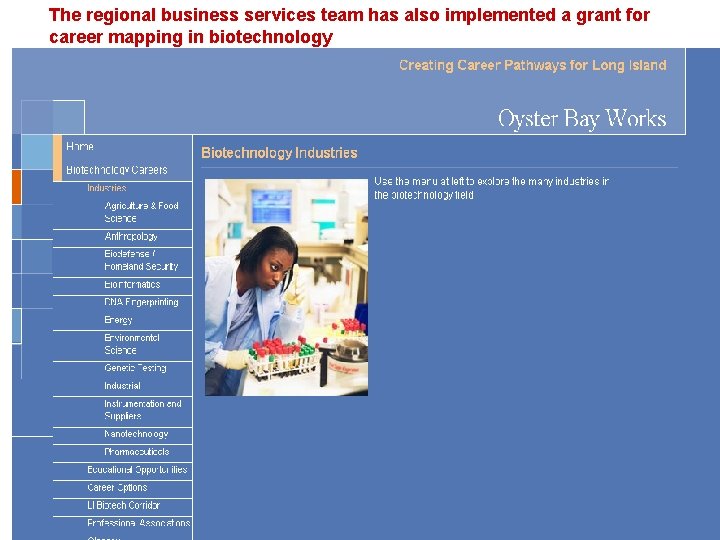 The regional business services team has also implemented a grant for career mapping in The regional business services team has also implemented a grant for career mapping in
