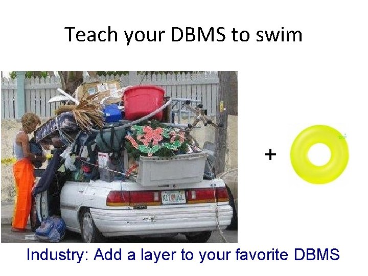 Teach your DBMS to swim + Industry: Add a layer to your favorite DBMS