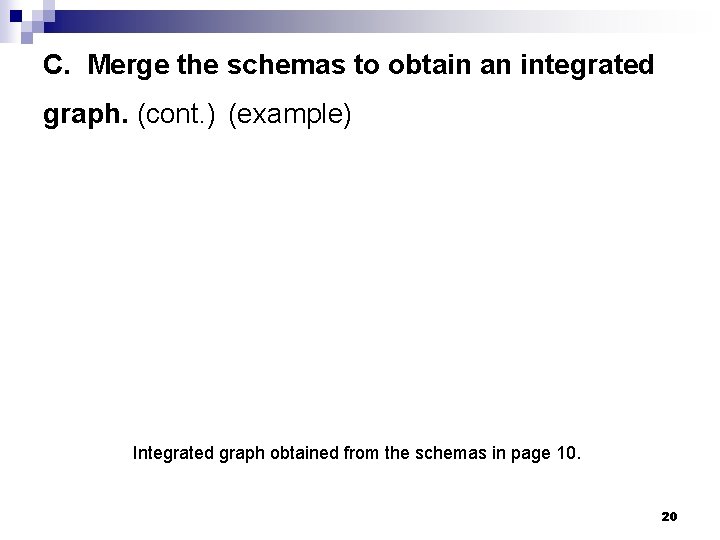 C. Merge the schemas to obtain an integrated graph. (cont. ) (example) Integrated graph