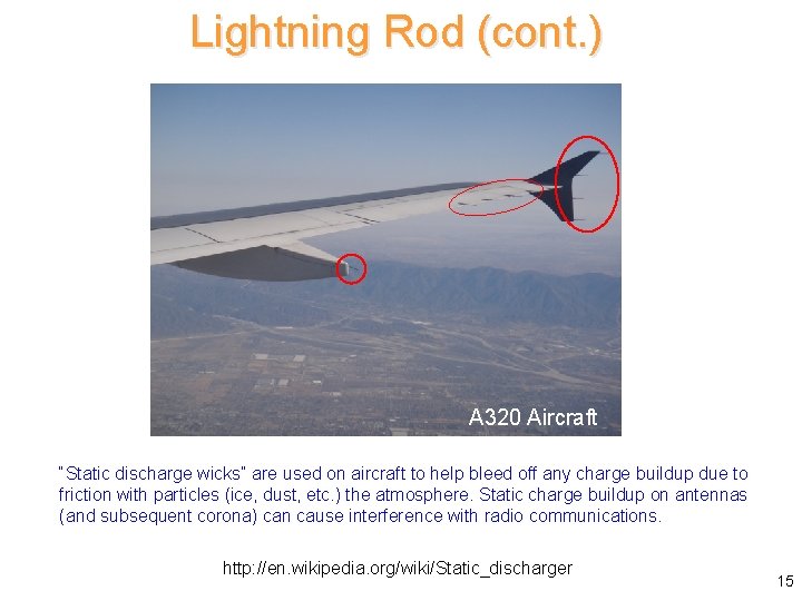 Lightning Rod (cont. ) A 320 Aircraft “Static discharge wicks” are used on aircraft