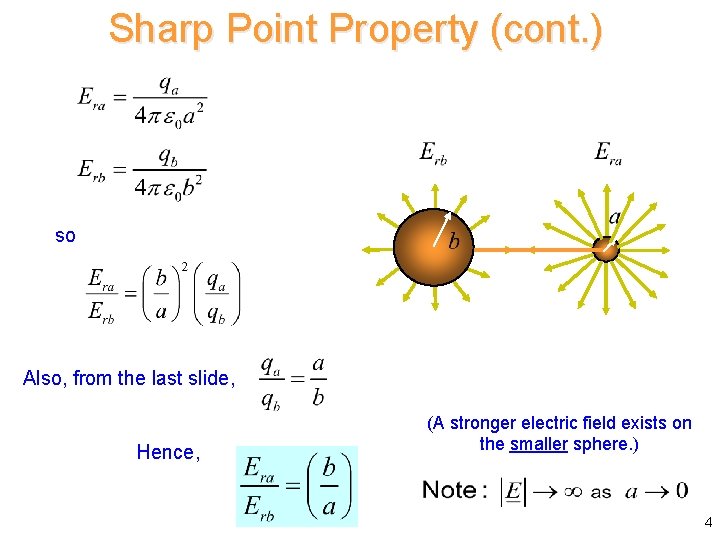 Sharp Point Property (cont. ) so Also, from the last slide, Hence, (A stronger