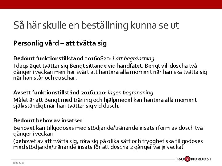 Så här skulle en beställning kunna se ut Personlig vård – att tvätta sig Så här skulle en beställning kunna se ut Personlig vård – att tvätta sig