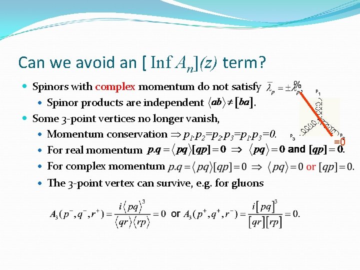 Can we avoid an [ Inf An](z) term? Spinors with complex momentum do not